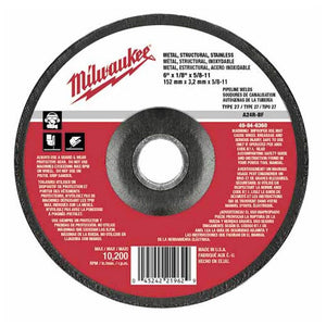 Milwaukee 49-94-6360 6" x 1/8" x 5/8-11" Grinding Wheel (Type 27)