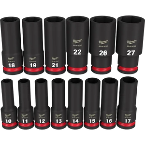 Milwaukee 49-66-7014 14PC SHOCKWAVE Impact 1/2" Drive Metric Deep 6pt Socket Set