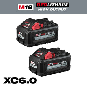 Milwaukee 48-11-1862 2PC M18 REDLITHIUM HIGH OUTPUT XC6.0 Battery Pack