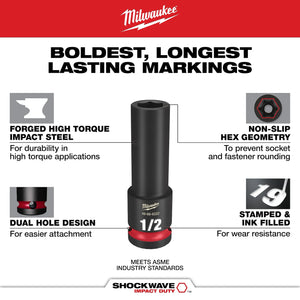 Milwaukee 49-66-4417 3PC Impact Duty 3/8" Drive SAE Deep 6 Point Socket Set