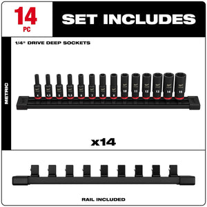 Milwaukee 49-66-7003 14PC Impact Duty Metric Deep 6 Point Socket Set