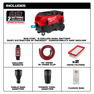 Milwaukee 0888-20 M18FUEL PACKOUT 9 Gallon Dust Extractor w/ VACLINK (Blemished)