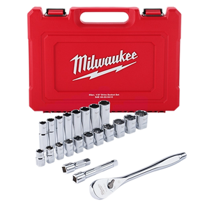 Milwaukee 48-22-9410 22 pc 1/2" Drive SAE Ratchet and Socket Set - 4 Flat Sides