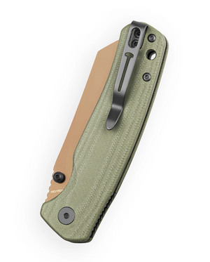 Bestechman BMK24H Cicada's Wing-G10, OD Green, 10Cr15CoMoV, Gold PVD