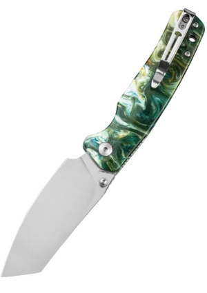 Bestechman BMK24-R-1 Cicada's Wing-Resin, Green, 10Cr15CoMoV, Satin