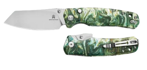 Bestechman BMK24-R-1 Cicada's Wing-Resin, Green, 10Cr15CoMoV, Satin