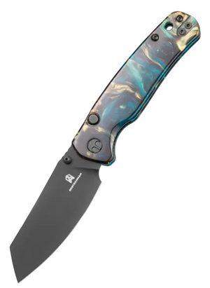 Bestechman BMK24-R-3 Cicada's Wing-Resin, Clear Blue, 10Cr15CoMoV, Black PVD