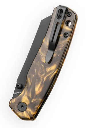 Bestechman BMK24-R-4 Cicada's Wing-Resin, Brown, 10Cr15CoMoV, Black PVD