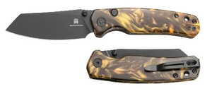 Bestechman BMK24-R-4 Cicada's Wing-Resin, Brown, 10Cr15CoMoV, Black PVD