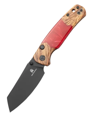 Bestechman BMK24-W-1 Cicada's Wing-Wood & Red Resin, 10Cr15CoMoV, Black PVD