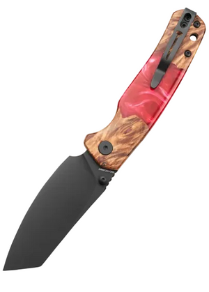 Bestechman BMK24-W-1 Cicada's Wing-Wood & Red Resin, 10Cr15CoMoV, Black PVD