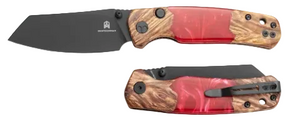 Bestechman BMK24-W-1 Cicada's Wing-Wood & Red Resin, 10Cr15CoMoV, Black PVD