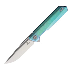 Bestechman Dundee Frame Lock Knife Green Crystalized Titanium (3.5" Satin)
