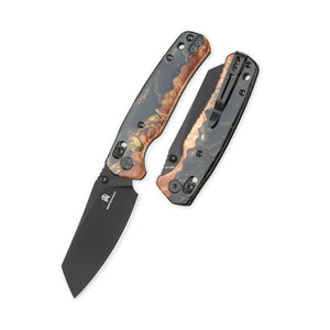 Bestechman Cicada's Wing Crossbar Lock Knife Brown Resin (3.15" Black)
