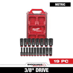 Milwaukee 49-66-6801 19PC Impact Duty Socket 3/8” Drive MM Set w/ PACKOUT