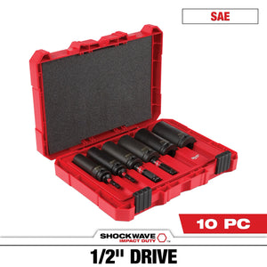 Milwaukee 49-66-5125 Lineman's 1/2 in. Drive 2-in-1 12-Point Socket Set 10PC