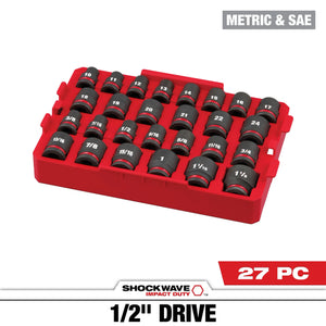 Milwaukee 49-66-6819 27PC Impact Duty Socket 1/2” Drive SAE TRAY Set (Open Box)