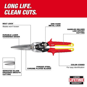 Milwaukee 48-22-4567 11.5 in. Long Straight-Cut Aviation Snips (Open Box)