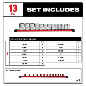 Milwaukee 48-22-9422 1/2 in. Drive SAE 12-Point Socket Set 13PC