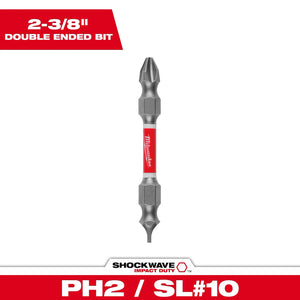 Milwaukee 48-32-4310 SHOCKWAVE PH2/SL #10 Impact Duty Double Ended Bit (6 Pack)