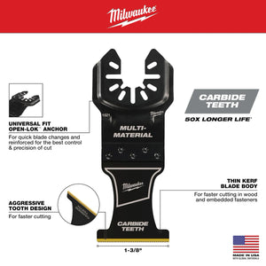 Milwaukee 49-25-1529 1-3/8" Wood/Metal Cutting Multi-Tool Oscillating Blade 10CT