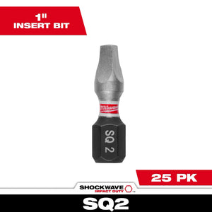 Milwaukee 48-32-4722 SHOCKWAVE™ Impact Duty 1" Square Recess #2 Insert Bits 25CT