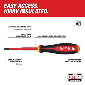Milwaukee 48-22-2207 1000V Insulated Slim Tip Screwdriver Set (2-Piece)