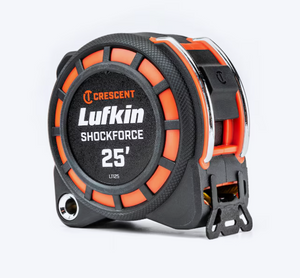 CRESCENT L1125-02 Lufkin Tape Measure, Shockforce, G1, Dual Sided, 1-3/16" x 25'