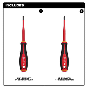 Milwaukee 48-22-2207 1000V Insulated Slim Tip Screwdriver Set (2-Piece)