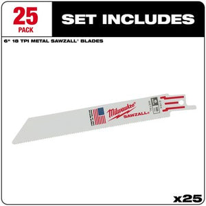 Milwaukee 48-00-8184 25PC 6" 18 TPI SAWZALL® Blades
