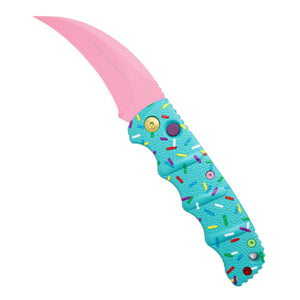 Boker Dessert Warrior Remix Hawkbill Kalashnikov Manual Knife Blue (3.25" Pink)