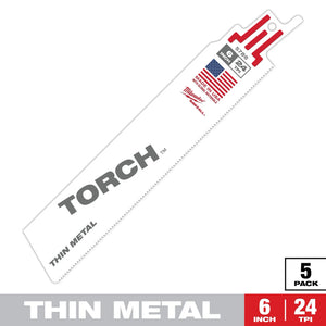 Milwaukee 48-00-5786 6" 24 TPI The Torch Super Sawzall Blades 5PK