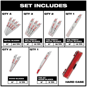 Milwaukee 49-22-3313 SAWZALL Wood & Metal Bi-Metal Reciprocating Blade Set 13PC