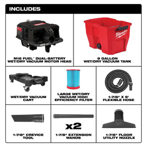 Milwaukee 0920-20 M18 FUEL™ 9 Gallon Dual-Battery Wet/Dry Vacuum