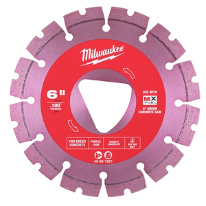 Milwaukee 49-93-7261 Purple 6” x .100” Diamond Blade for Green Concrete
