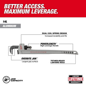 Milwaukee 48-22-7215 14" Aluminum Pipe Wrench w/ Power Length Handle