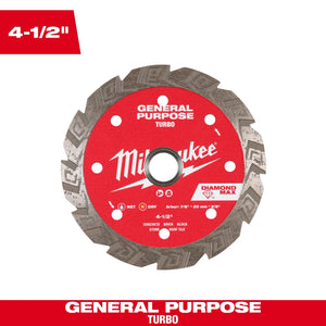 Milwaukee 49-93-9104 4-1/2" DIAMOND MAX™ Turbo, General Purpose Diamond Blade