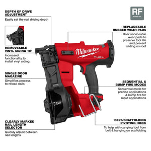 Milwaukee 2909-20 M18 FUEL Brushless Cordless Coil Roofing Nailer (Open Box)