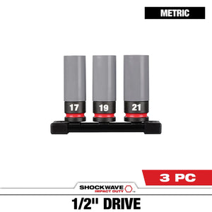 Milwaukee 49-66-7830 3PC 1/2 Drive Metric Lug Nut Wheel Socket Set (Open Box)