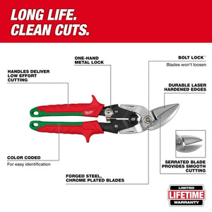 Milwaukee 48-22-4552 10 in. Right-Cut Offset Aviation Snips