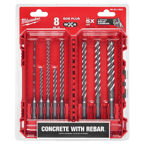 Milwaukee 48-20-7663 8pc. SDS Plus MX4™ 4-Cutter Drill Bit Kit