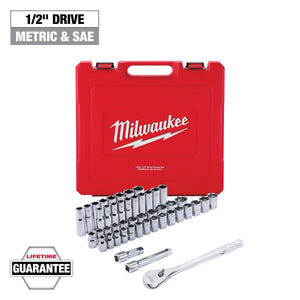 Milwaukee 48-22-9010 1/2" Drive SAE/Metric Ratchet & Socket Set 47PC (Blemished)