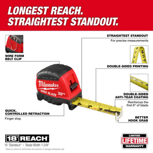 Milwaukee 48-22-1230 30ft Wide Blade Tape Measure (Open Box)