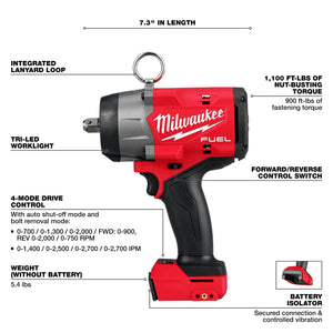 Milwaukee 2966-20 M18 FUEL 1/2" Impact Wrench w/ Pin Detent (Open Box)