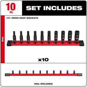 Milwaukee 49-66-7001 10PC SHOCKWAVE™ Impact Duty SAE Deep 6 Point Socket Set