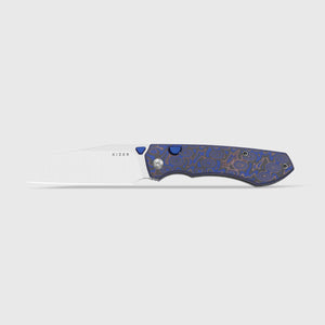 Kizer V3738BW2 Wharning, Blue & Purple Vortex Pattern Micarta, N690