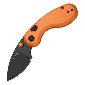Kizer V2742A3 Microbe, Orange Aluminum, 14C28N, Black PVD
