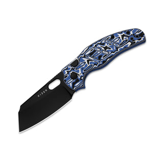 Kizer V3488.29BSA1 C01C 2.9 BS, Blue Vortex Micarta, Nitro-V, Black PVD