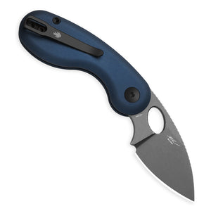 Kizer V2742A1 Microbe, Blue Aluminum, 14C28N, Gray Stonewashed