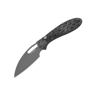 Kizer V3697A2 Masu, Black & Gray Vortex Pattern Micarta, 14C28N, Gray PVD